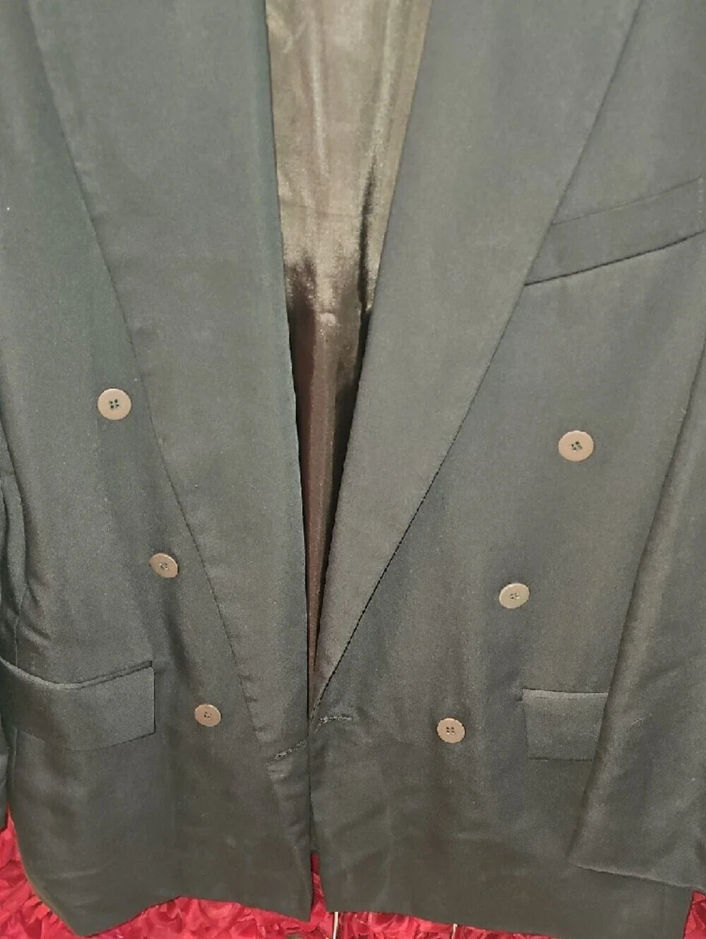 Azia Collection Double-Breasted Dk. Gray Men's Suit Blazer Size 40/42 No Sz Tag